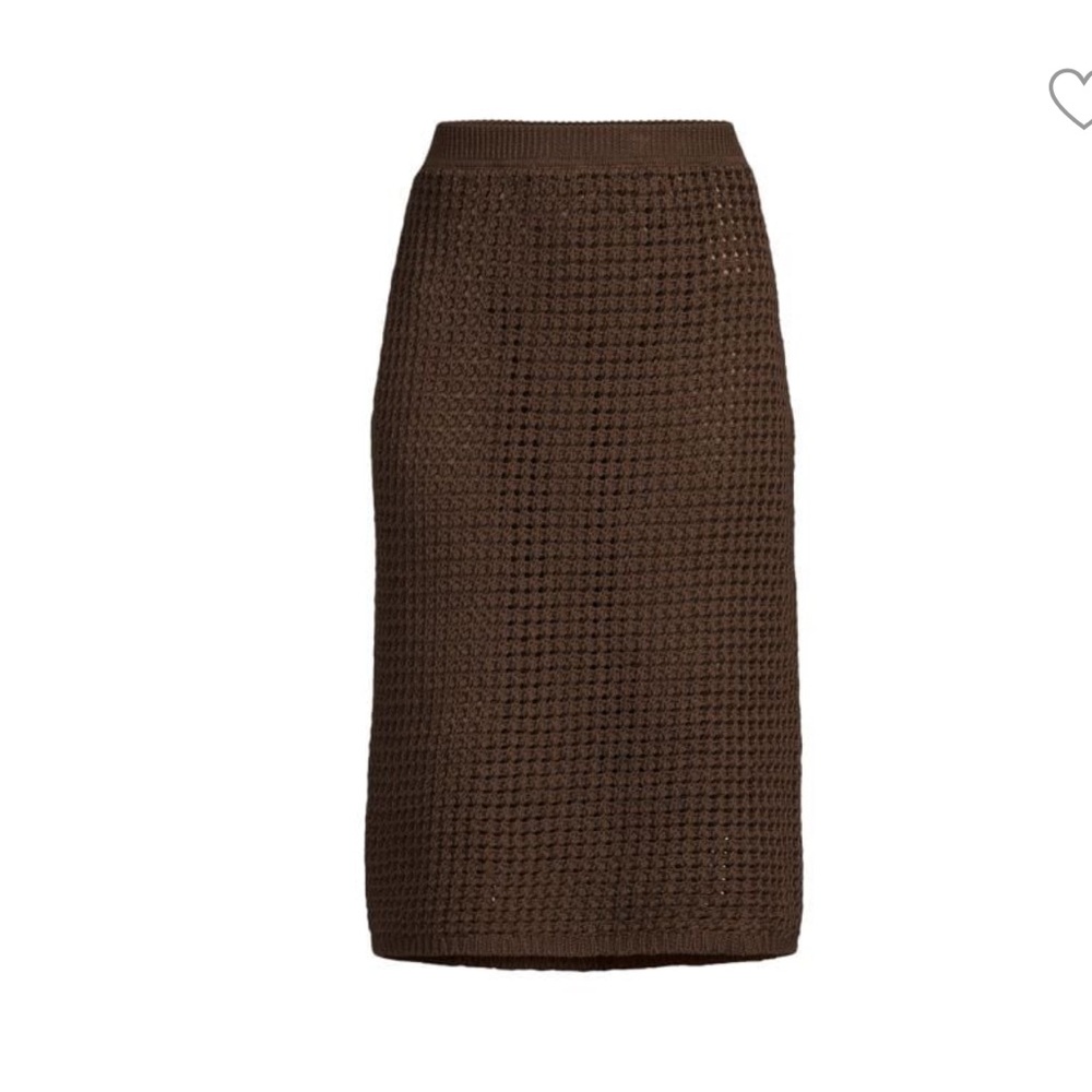 Theory brown crochet midi skirt